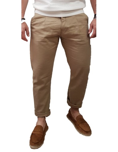 Cover Jeans - L0293-28 - Lucas - Beige - παντελόνι LINEN CHINOS