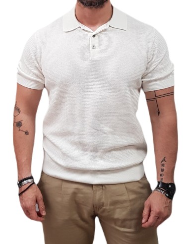 Jack&Jones - 12271483 - Jprcc Cooper Knit Polo SS SN - Cloud Dancer - Slim Fit - Μπλούζα Polo