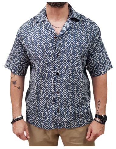 Jack&Jones - 12273289 - Jpr Blu Vincent Print Resort S/S Shirt SN - Bering Sea  - Relaxed Fit - Πουκάμισο