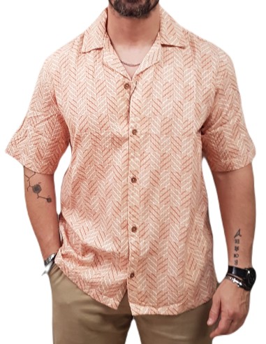 Jack&Jones - 12273289 - Jpr Blu Vincent Print Resort S/S Shirt SN - Bombay Brown - Relaxed Fit - Πουκάμισο