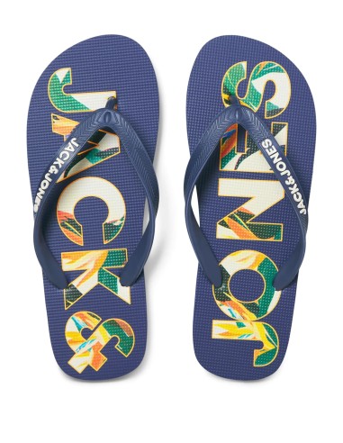 Jack&Jones - 12230642 - Jfw Logo Palm Print Flip Flop - Medieval Blue - Σαγιονάρες