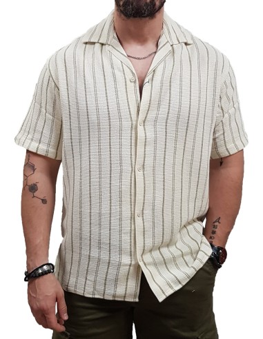Jack&Jones - 12271060 - Jr Coba Stripe Resort Shirt S/S SN - Cedar  - Relaxed Fit - Πουκάμισο