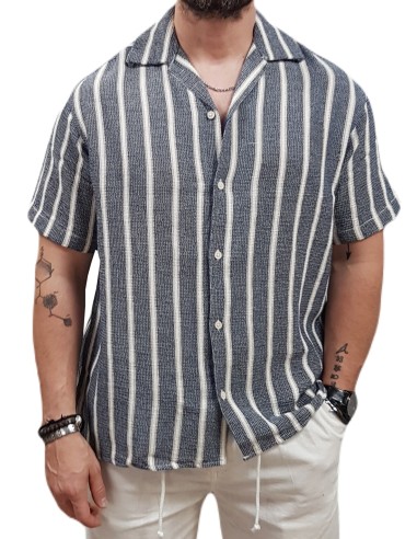 Jack&Jones - 12271060 - Jr Coba Stripe Resort Shirt S/S SN - Ocean Cavern- Relaxed Fit - Πουκάμισο