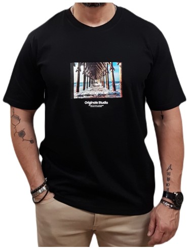 Jack&Jones - 12250421 - Jor Vesterbro Picture Tee SS Crew Neck SN - Black - Κοντομάνικο μπλουζάκι