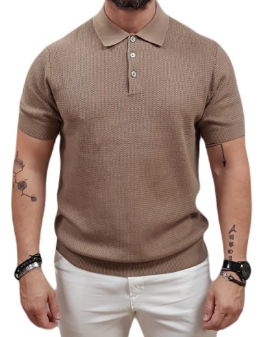 Jack&Jones - 12271483 - Jprcc Cooper Knit Polo SS SN - Greige - Slim Fit - Μπλούζα Polo