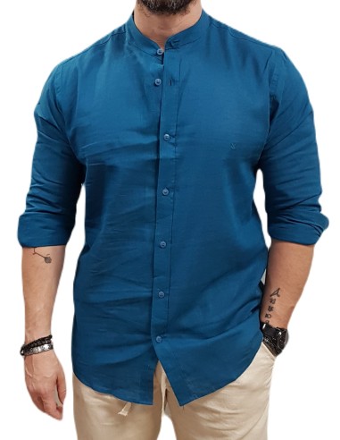 Visconti - 2779-14 - Blue - Regular Fit - Mao Linen - Πουκάμισο