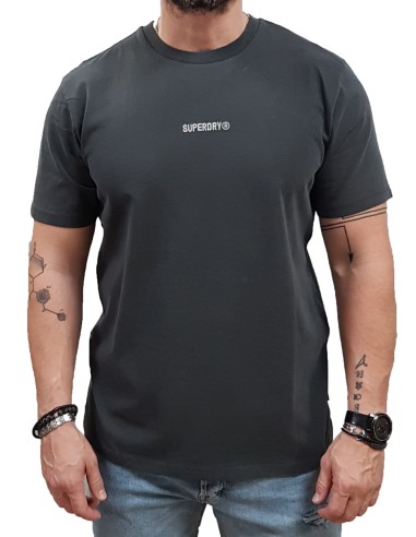 Superdry - M1012131A AFB - Micro Logo T Shirt - Washed Black - Loose fit - Μπλούζα Μακό