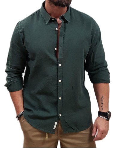 Rebase - 251RGS-5056 - Long Sleeve Linen Shirt - Midnight Moss  - Πουκάμισο