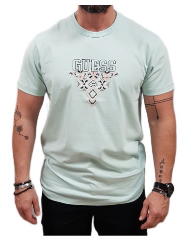 Guess - M5GI11K8FQ4-G8CV - Triangle Logo - Sea Spray - Slim Fit - T-Shirt Μακό