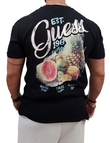 Guess - M5GI21KCT41-JBLK - Fruits Tshirt - Black - Slim Fit - T-Shirt Μακό