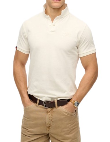 SUPERDRY - M1110439A B7G - Vintage Destroy Polo - Destroy Chalk White - ΜΠΛΟΥΖΑ ΜΑΚΟ