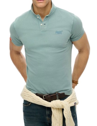 SUPERDRY - M1110439A B7K - Vintage Destroy Polo - Destroy Tourmaline Blue - ΜΠΛΟΥΖΑ ΜΑΚΟ