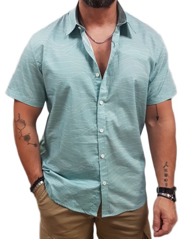 Rebase - 251RGS-5047 - Short Sleeve Shirt - CC48 Aqua - Κοντομάνικο Πουκάμισο