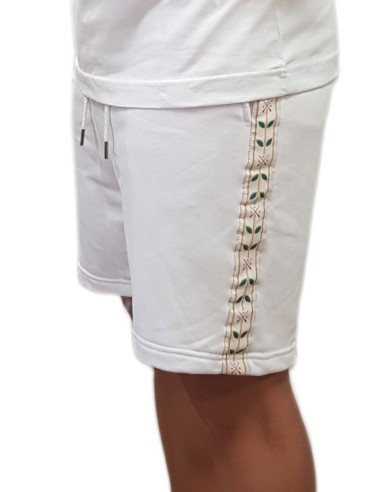 Vinyl Art - 05480-02 - leafs tape shorts - White - Βερμούδα Μακό