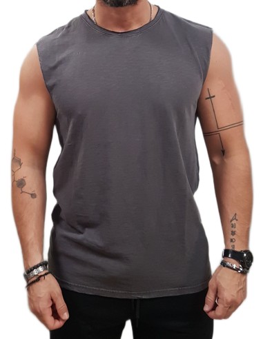 Superdry - M6010897A 81Q - Raw Edge Slub Tank - Dark Grey - Μπλούζα αμάνικη