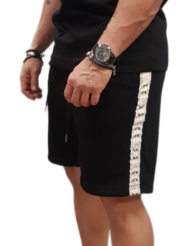 Vinyl Art - 05480-01 - leafs tape shorts - Black - Βερμούδα Μακό