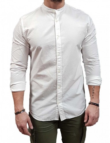 Jack&Jones - Mao -12268966 - Summer Band Shirt - White - Slim Fit - Πουκάμισο MAO