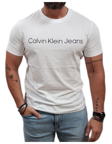 Calvin Klein  - J30J322552 YAF - Core Institutuional Logo - Bright White - Slim Fit - Μπλούζα Μακό