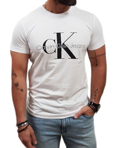 Calvin Klein  - J30J320935 YAF - Core Monogram - Bright White - Slim Fit - Μπλούζα Μακό