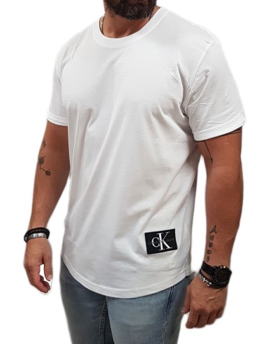 Calvin Klein  - J30J323482 YAF - Badge Turn Up Sleeve - Bright White - Regular Fit - Μπλούζα Μακό