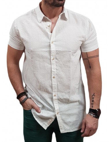 Rebase - 251RGS-5061 - Short Sleeve - LINEN White - Κοντομάνικο Πουκάμισο