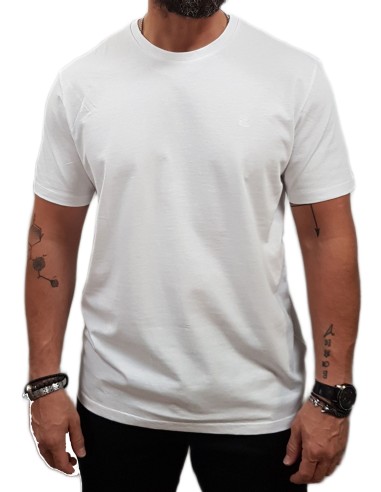 Calvin Klein  - LV040HM265 YAA - SS Smooth Cotton Solid Crew Neck - Brilliant White  - Regular Fit - Μπλούζα Μακό