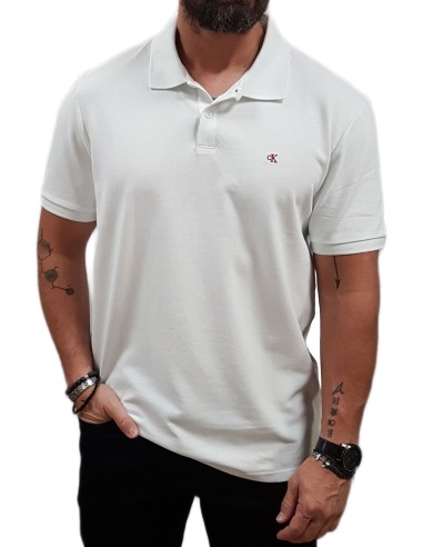 Calvin Klein  - LV040EM269 YAD - Monogram Pique Polo - Blanc De Blanc - Regular Fit - Μπλούζα Μακό