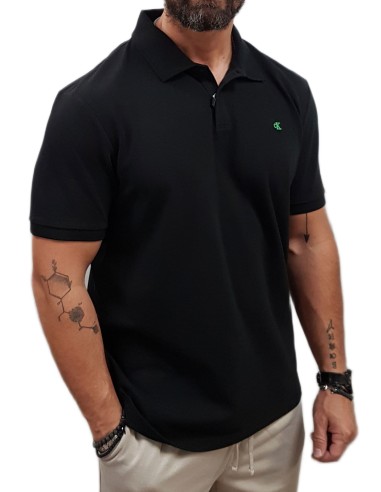 Calvin Klein  - LV040EM269 UB1 - Monogram Pique Polo - Black - Regular Fit - Μπλούζα Μακό