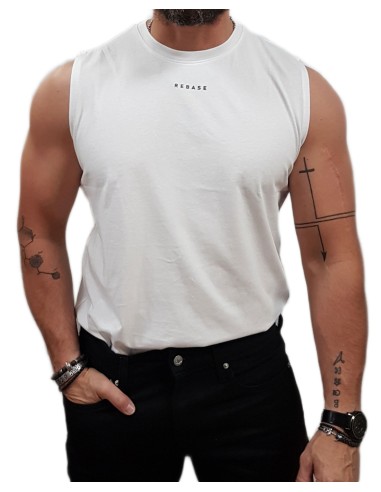Rebase- 251RTSL-9043 - Sleeveless T-Shirt - White - Μπλούζα αμάνικη