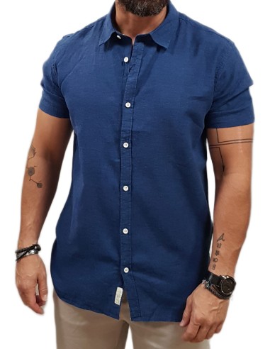 Rebase - 251RGS-5061 - Short Sleeve - Indigo - Κοντομάνικο Πουκάμισο