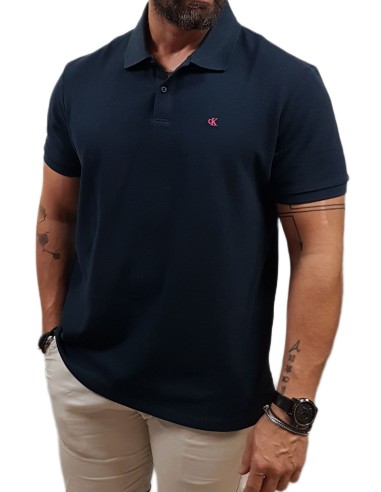 Calvin Klein  - LV040EM269 CEF - Monogram Pique Polo - Dark Sapphire - Regular Fit - Μπλούζα Μακό