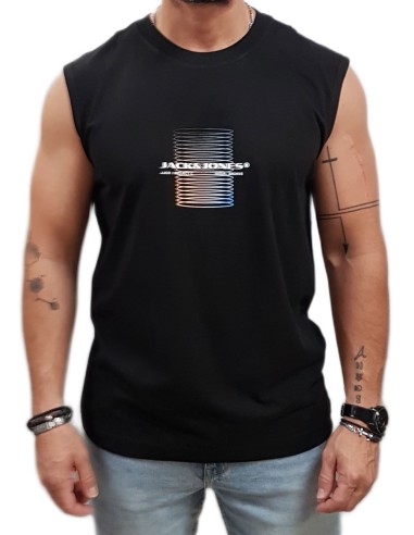 Jack&Jones - 12276950 - Jco Calma SL Tee Crew Neck - Black - Slim Fit -  Μπλούζα αμάνικη
