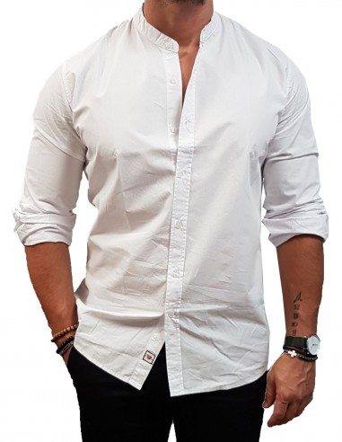 Brokers - 22010351012(01) - Mao - Slim Fit - White - Πουκάμισο