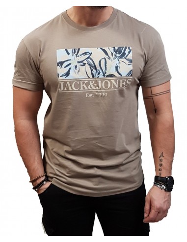 Jack&Jones - 12205874 - Jor Flower Branding Tee SS Crew Neck LN - Fungi - Regular Fit  - T-shirt