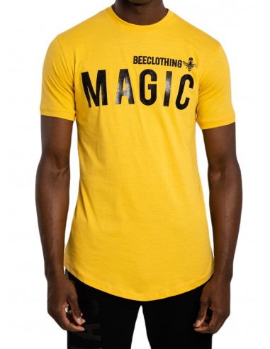 Magic bee - MB2207 - Curved Hem Glossy Logo Tee - Yellow - Μπλουζά Μακό