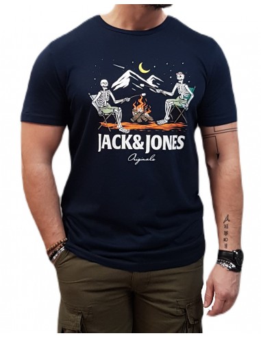 Jack&Jones - 12213533 - Jor Sunny Skull Tee SS  Crew Neck FTS LN - Navy Blazer  - T-shirt