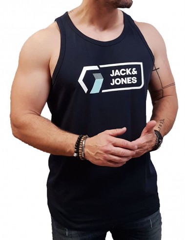Jack&Jones - 12214837 - Jj Logan Tank Top - Navy Blazer - Slim Fit -  Μπλούζα αμάνικη