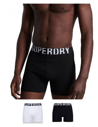 Superdry - M3110340A 33B - Boxer Dual Logo Double Pack - BlacK/Optic - Εσώρουχα