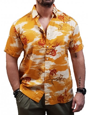 Superdry - M4010620A 9EQ - Vintage Hawaiian S/S Shirt - Yellow Clouds - Πουκάμισο Κοντομάνικο