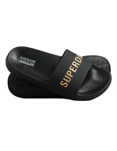 Superdry - MF310223A M4R- Code Logo Vegan Pool Slide - Black/Metalic Gold  - Σαγιονάρες