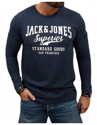 Jack&Jones - 12245273 - Jco Logo Tee LS O-Crew Neck 1 Col Mel Aw - Navy Blazer - Slim Fit - μπλούζα μακό