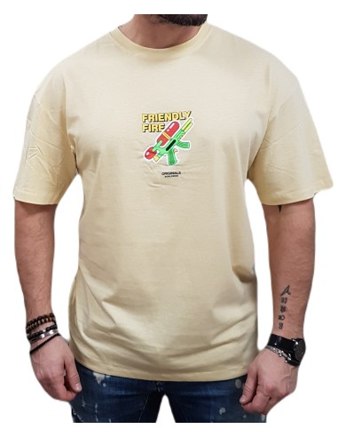Jack&Jones - 12254169 - Jor Blockpop Tee SS Crew Neck TG LN - Italian Straw - Slim Fit  - T-shirt