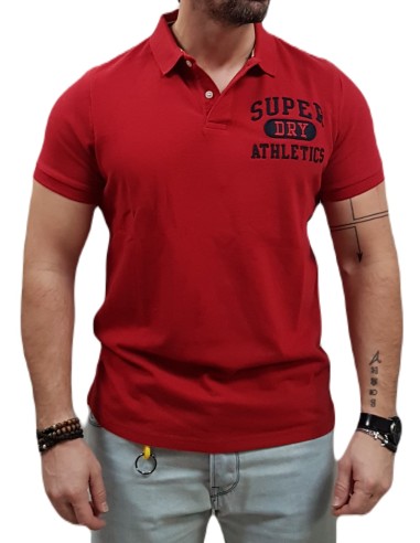 SUPERDRY - M1110349A OII - Applique Classic Fit Polo - Barndoor Red - ΜΠΛΟΥΖΑ ΜΑΚΟ