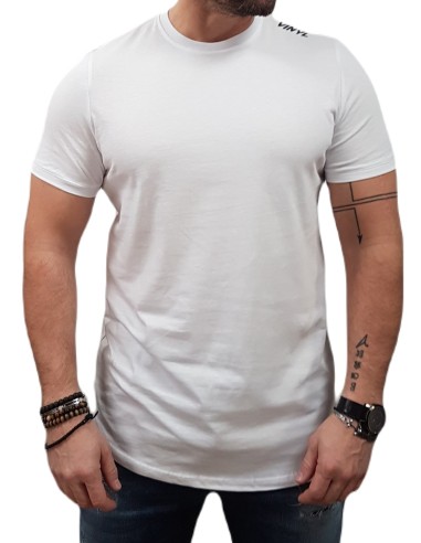 Vinyl Art - 58370-02 - Long Line T-shirt - White - Regular Fit - μπλούζα μακό