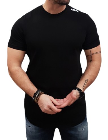 Vinyl Art - 58370-01 - Long Line T-shirt - Black - Regular Fit - μπλούζα μακό