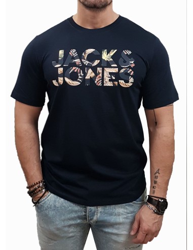 Jack&Jones - 12250683 - Jje Jeff Corp Logo TEE SS O-Neck SN - Navy Blazer/Flower - T-shirt