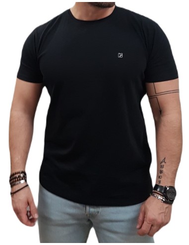Rebase - 241-RTS-289 - Men's Row Edges T-Shirt - Black - Slim Fit - Μπλούζα Μακό