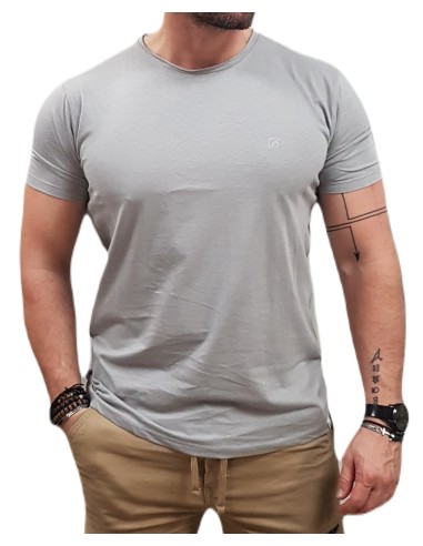 Rebase - 241-RTS-289 - Men's Row Edges T-Shirt - Ash Grey - Slim Fit - Μπλούζα Μακό