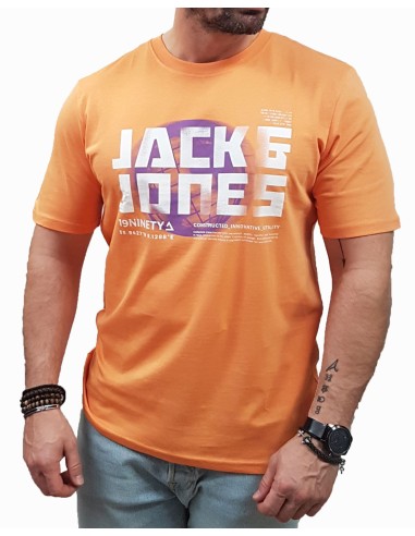 Jack&Jones - 12256170 - Jco Photo TEE SS Neck FST - Tangerine - T-shirt