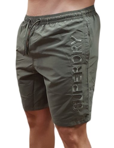 Superdry - M3010227A 1KH - Premium EMB 17 Swim Short - Light Khaki Green - Μαγιό